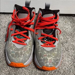 Kids Athletic Shoes with Orange Accents